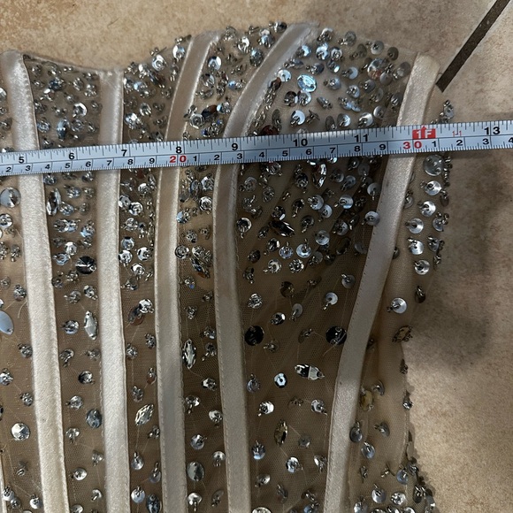 Jovani Strapless Beaded Champagne Mermaid Gown *Prom *Bridal - Picture 11 of 13